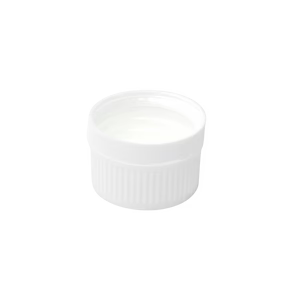 White 24mm tamper-evident wadded cap with security ring and internal liner for professional bottle sealing.