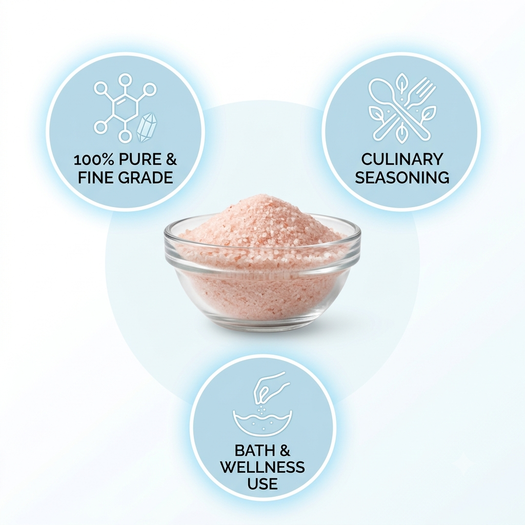Pink Himalayan Salt Fine Grade Gourmet Food Grade Natural Body Scrub Exfoliant - Mineral-rich natural bath salt for relaxation and detox