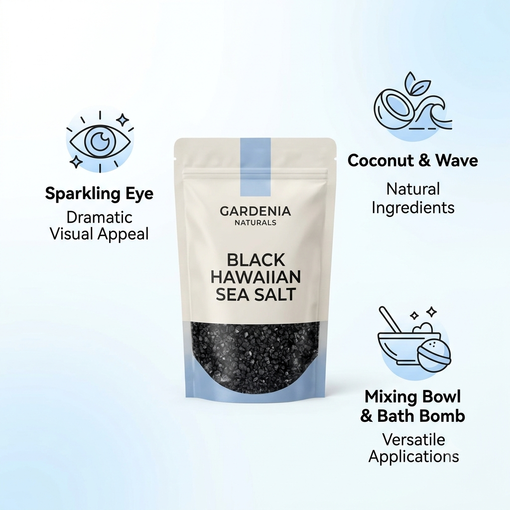 Black Hawaiian Sea Salt Fine Grade Premium Lava Salt for Gourmet Cooking Detox Body Scrubs - Mineral-rich natural bath salt for relaxation and detox