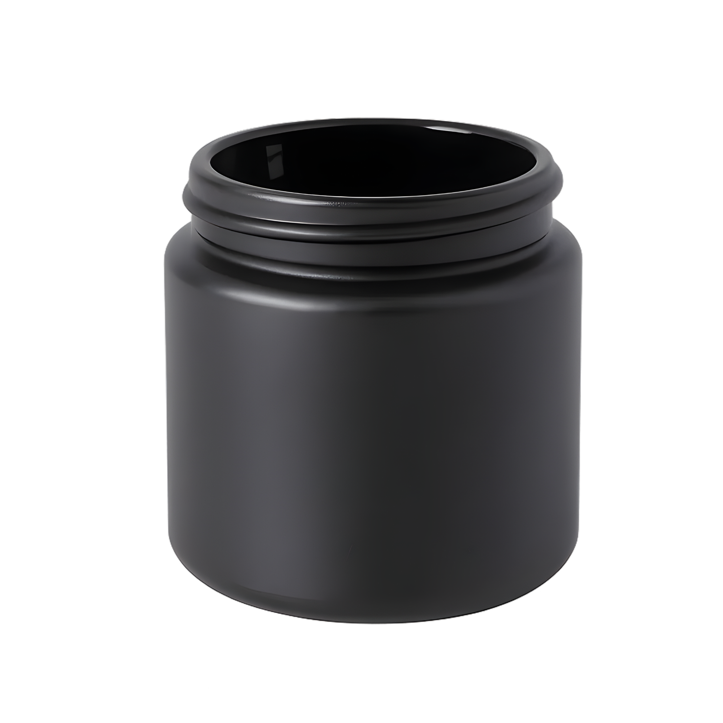 100ml sleek matte black glass jar without lid for modern candle making and luxury cosmetic packaging.
