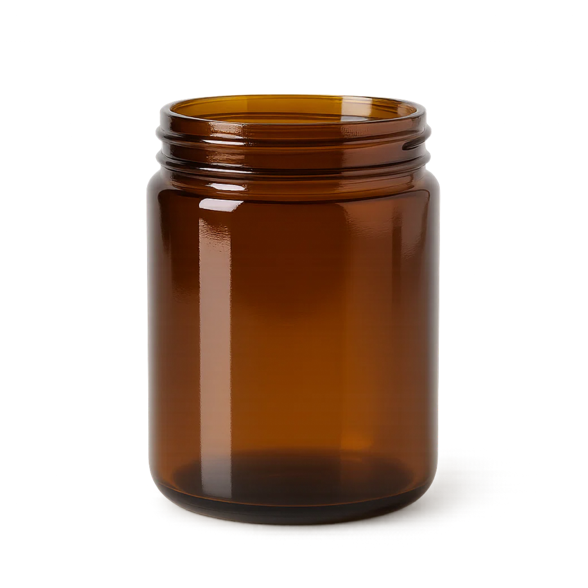 250ml large amber glass jar without lid for professional candle making and luxury skincare packaging.
