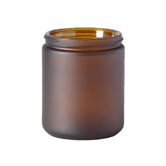 250ml large frosted amber glass jar with matte finish without lid for luxury candle making and professional skincare.
