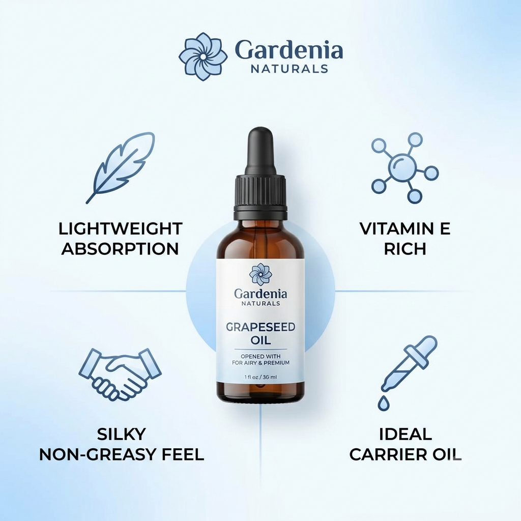 Grapeseed Oil (Vitis vinifera) – Non-Greasy Grapeseed Oil for Face Massage & Astringent Skincare