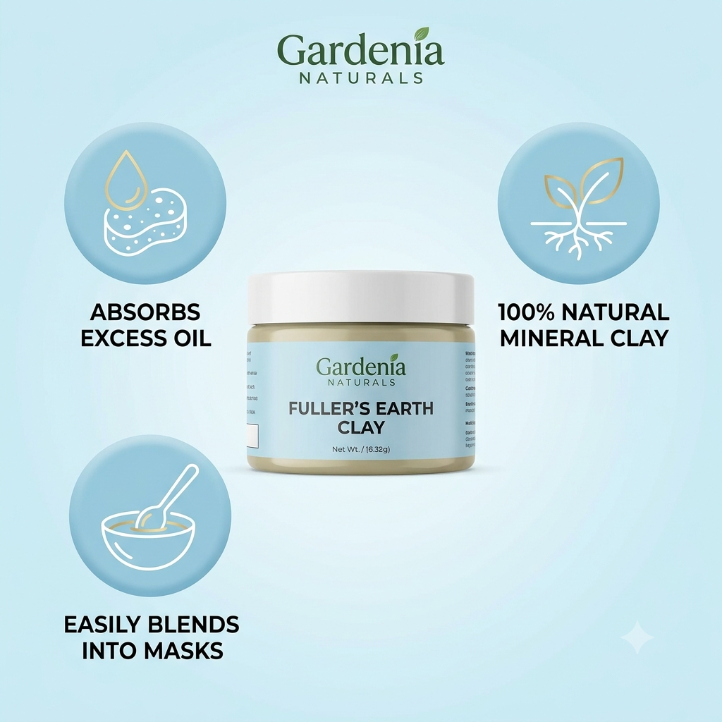 Fullers Earth Clay Deep Cleansing Clay for Oily Skin Brightening - Pure natural carrier oil for skincare and aromatherapy