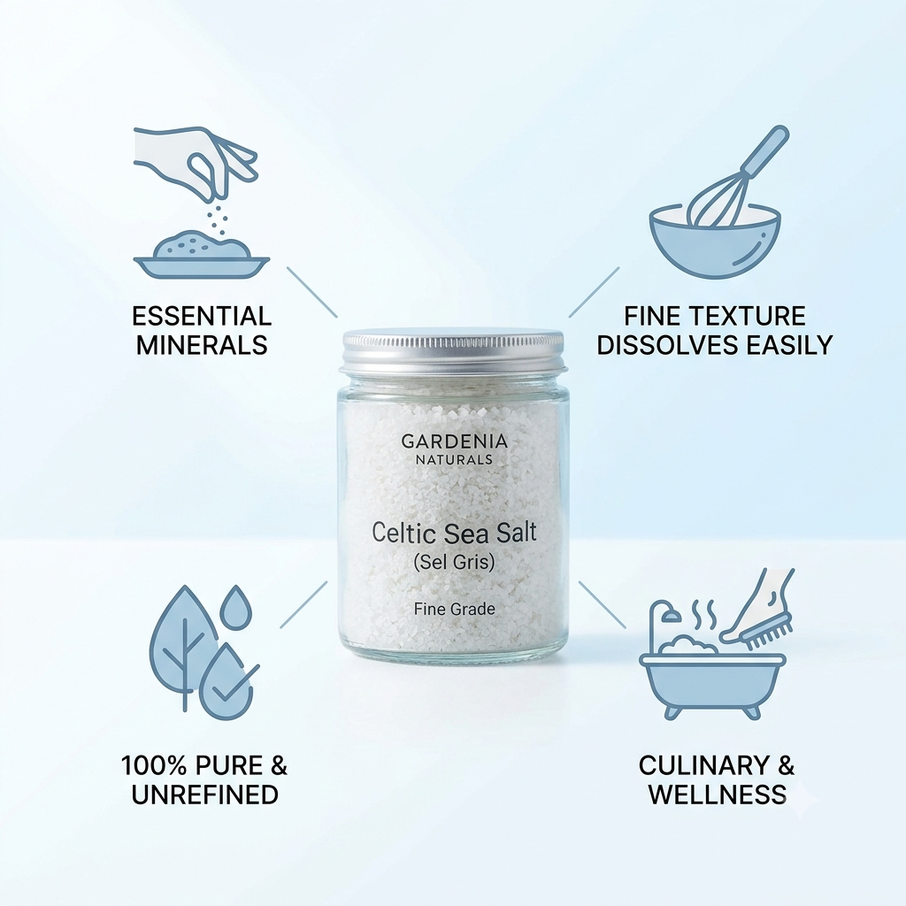 Celtic Sea Salt Sel Gris Fine Grade MineralRich French Grey Salt for Cooking Body Scrubs - Mineral-rich natural bath salt for relaxation and detox
