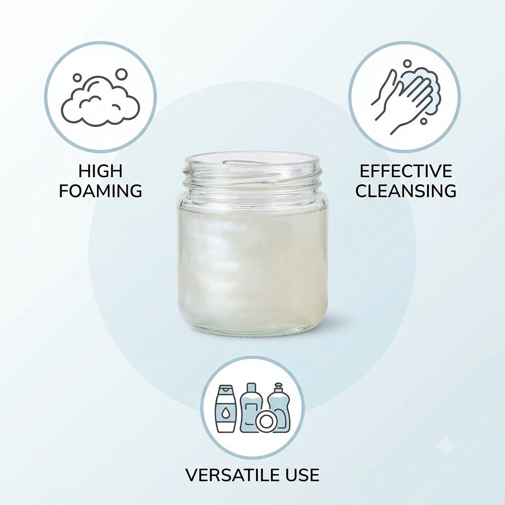 SLES Sodium Lauryl Ether Sulphate HighFoam Liquid Surfactant for Body Wash Soap - Natural ingredient for professional and DIY cosmetic use