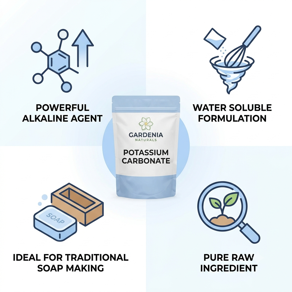 Potassium Carbonate HighPurity Powder for Liquid Soap Making Food Use - Natural ingredient for professional and DIY cosmetic use