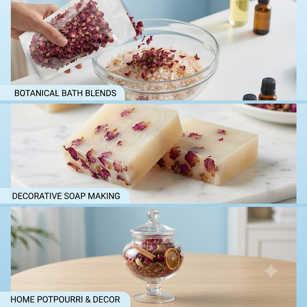 Rose Petals Fragrant Red Petals for Bath Soaks Tea Soap Decoration - Natural ingredient for professional and DIY cosmetic use