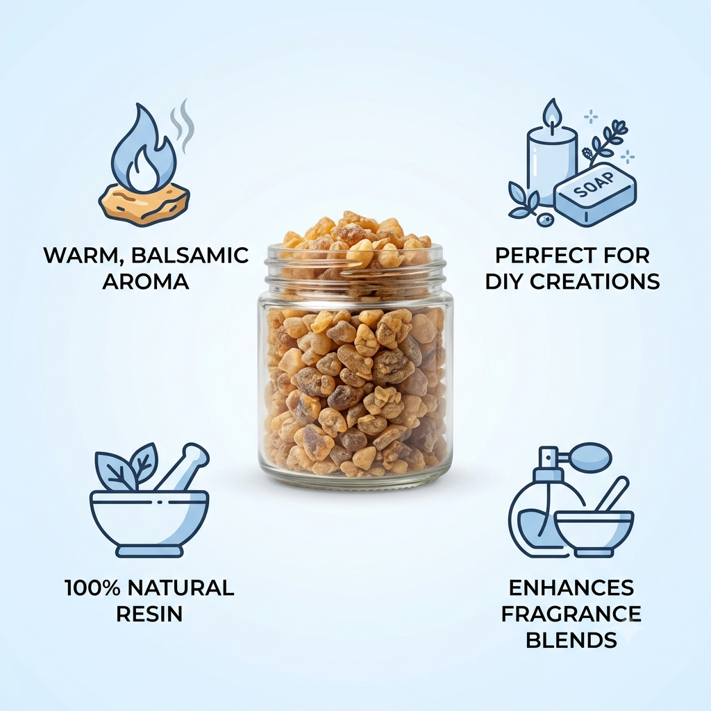 Benzoin Gum Granules Aromatic Resin for Incense Fixative for Perfumery - Natural ingredient for professional and DIY cosmetic use