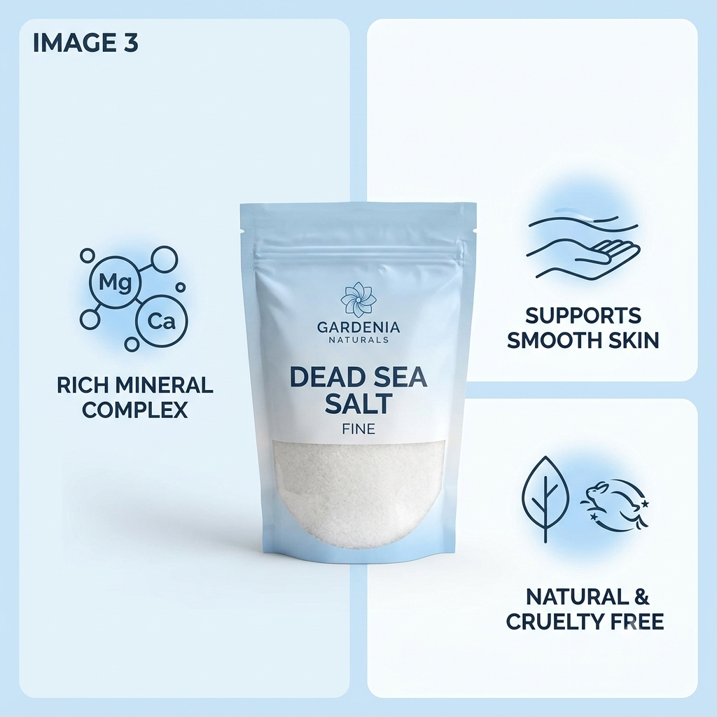 Dead Sea Salt Fine Natural Exfoliating Salt for Body Scrubs Facial Polishes - Mineral-rich natural bath salt for relaxation and detox