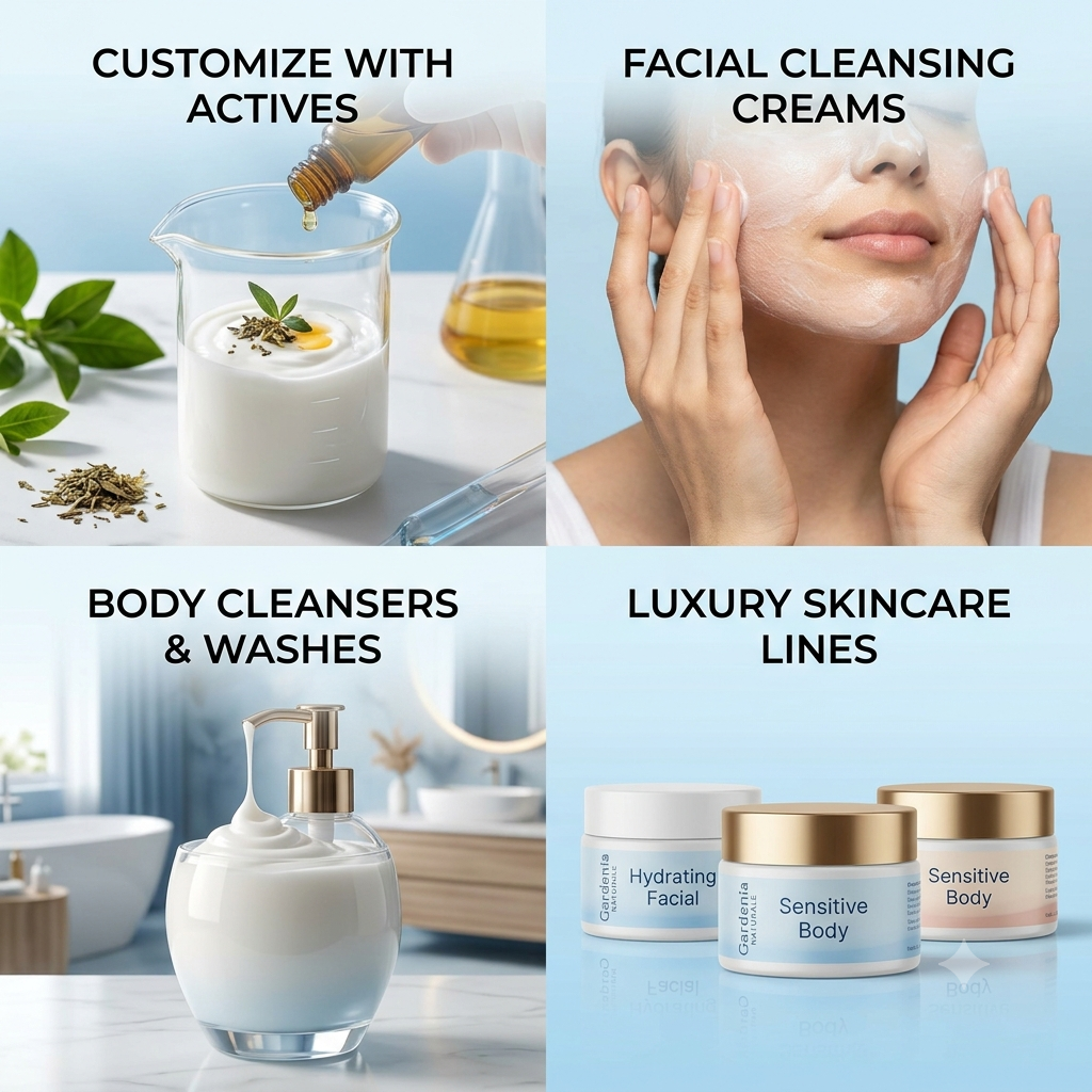 Cleansing Base Cream Light Natural Cleanser Base for All Skin Types - Unscented natural cosmetic base cream for skincare formulations