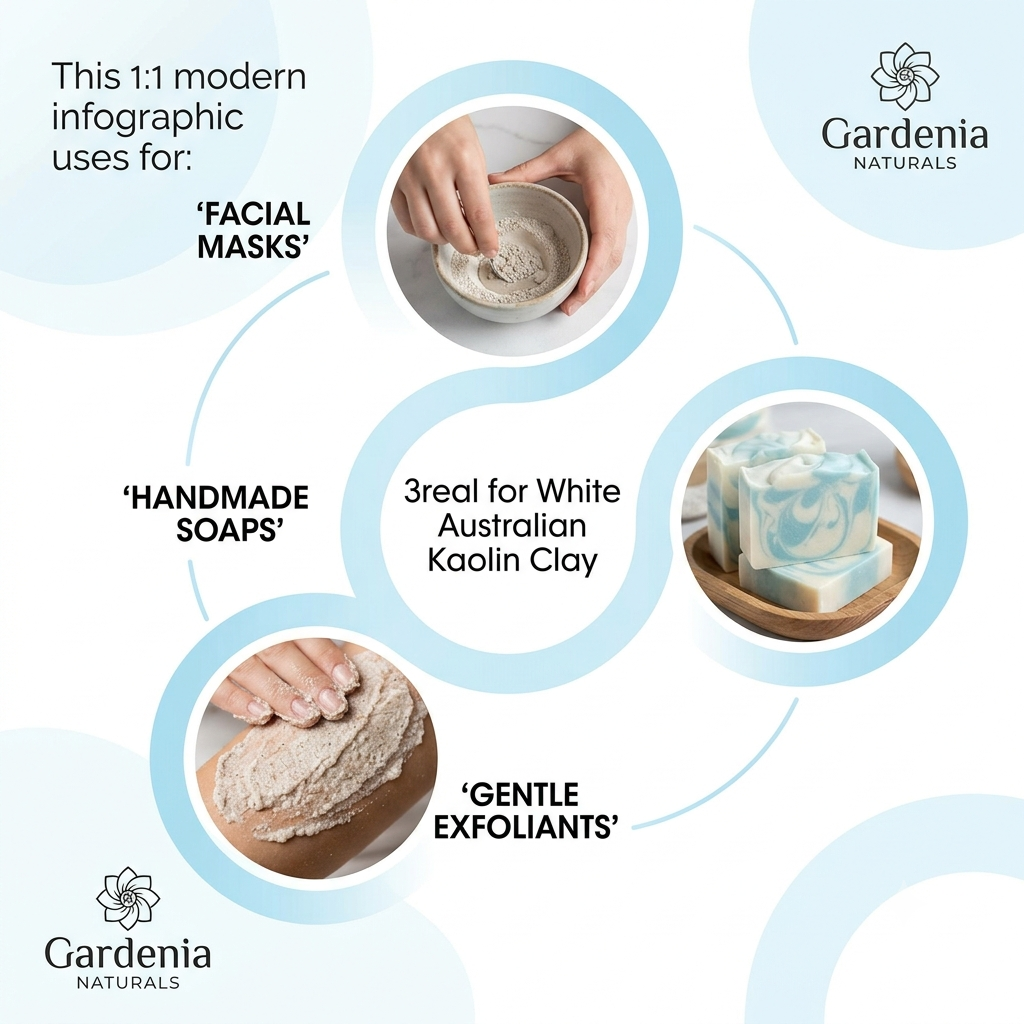 White Australian Kaolin Clay Mild Mineral Clay for Sensitive Skin Baby Powders - Natural ingredient for professional and DIY cosmetic use