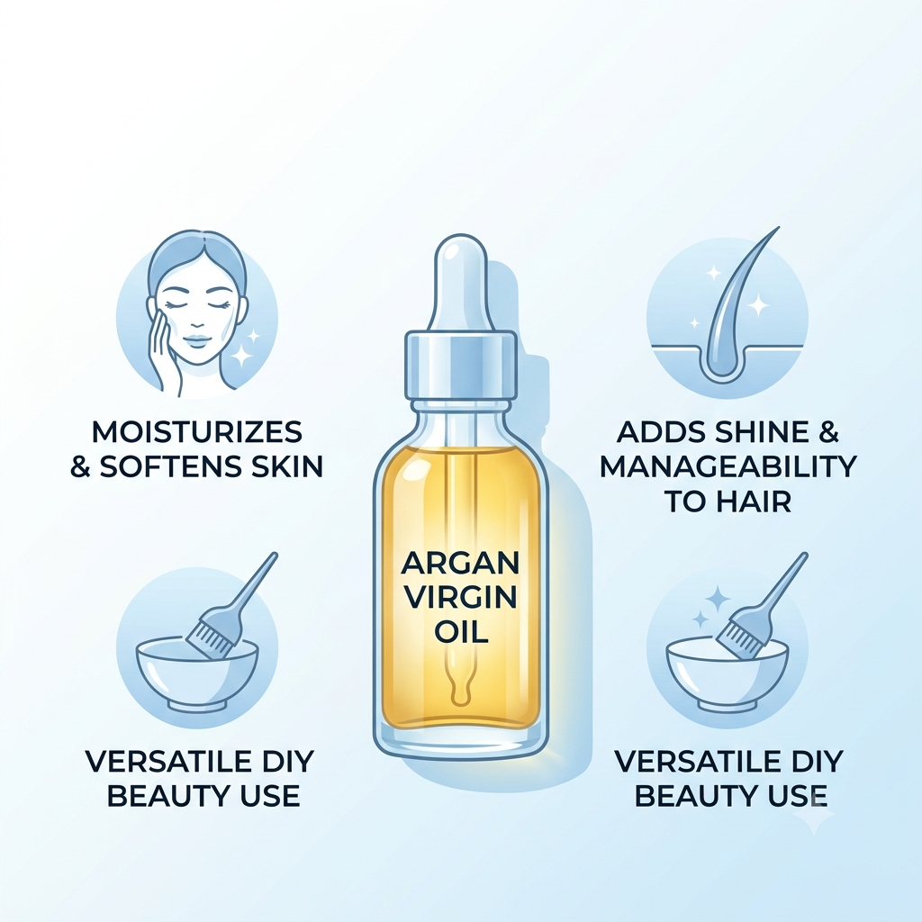 Argan Virgin Oil (Argania spinosa) – Pure Cold-Pressed Virgin Argan Oil for Hair, Skin & Nails