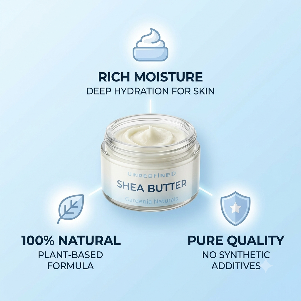 Unrefined Shea Butter Organic Raw FairTrade Nutty Emollient for Intense Healing - Natural ingredient for professional and DIY cosmetic use