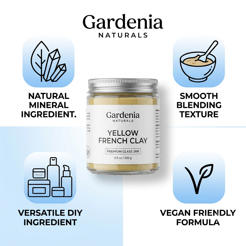 Yellow French Clay Revitalizing Mineral Clay for Combination Tired Skin - Natural ingredient for professional and DIY cosmetic use