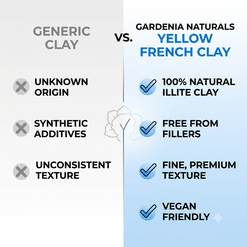 Yellow French Clay Revitalizing Mineral Clay for Combination Tired Skin - Natural ingredient for professional and DIY cosmetic use
