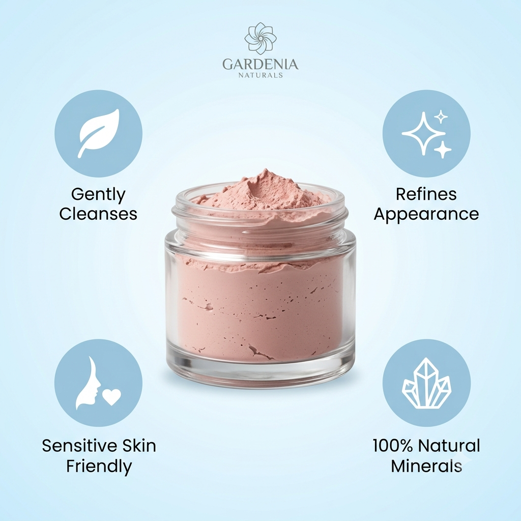 Pink French Clay Gentle Mineral Clay for Sensitive Mature Skin - Natural ingredient for professional and DIY cosmetic use