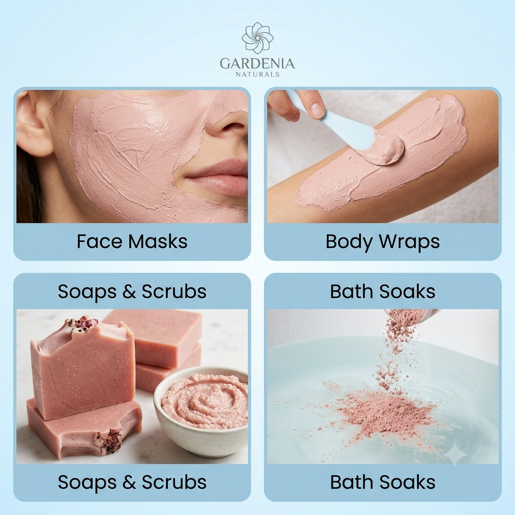 Pink French Clay Gentle Mineral Clay for Sensitive Mature Skin - Natural ingredient for professional and DIY cosmetic use