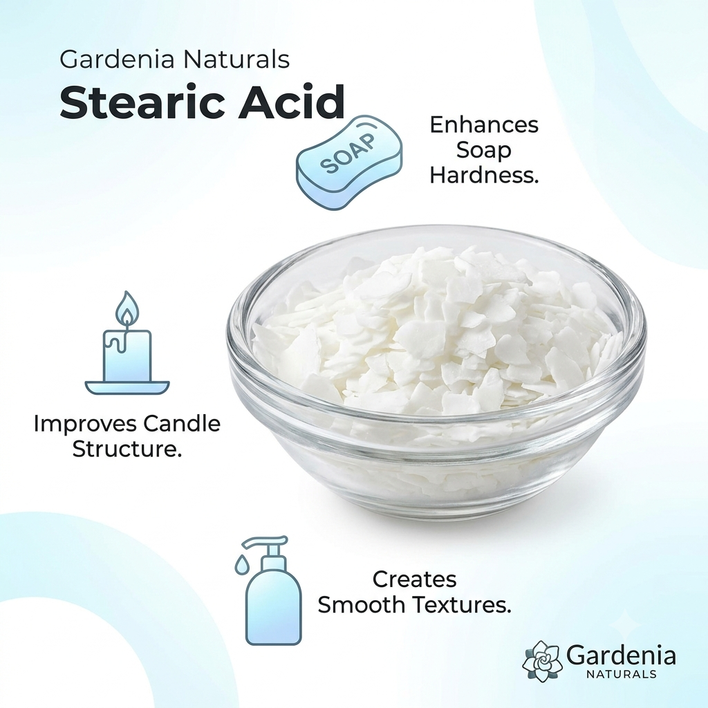 Stearic Acid Natural Thickener Hardener for Soap Lotions - Natural ingredient for professional and DIY cosmetic use