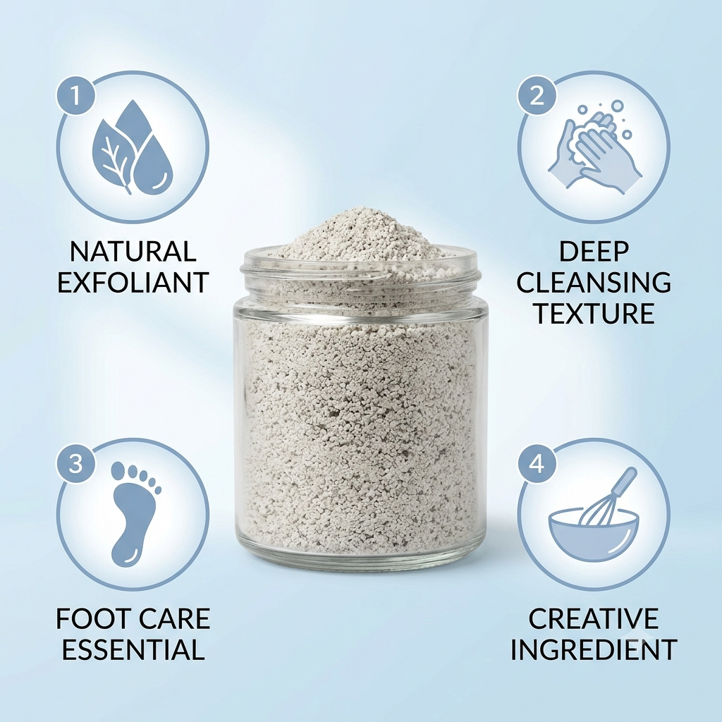 Pumice Powder Coarse Natural Volcanic Rock Exfoliant for HeavyDuty Hand Foot Scrubs - Natural ingredient for professional and DIY cosmetic use
