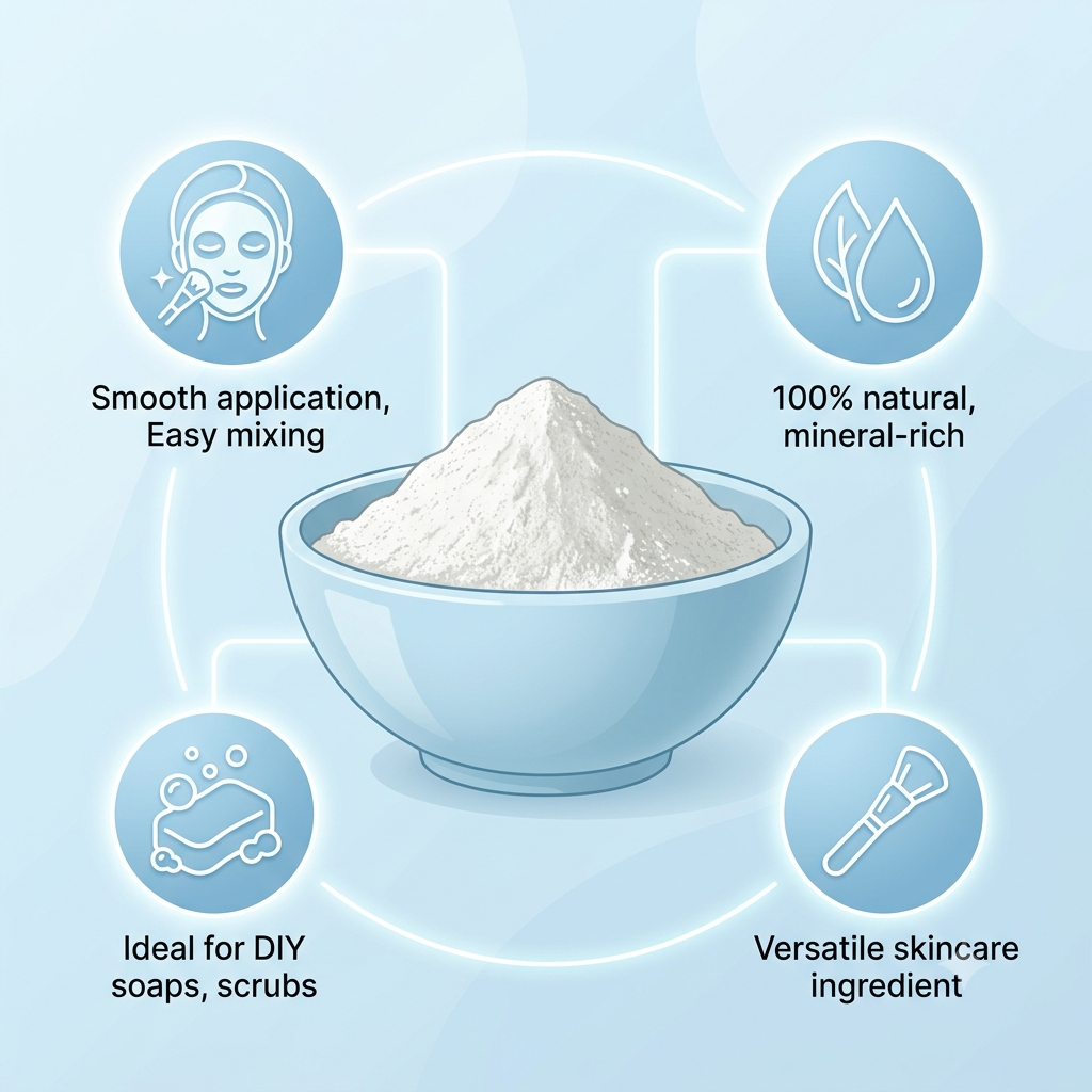White French Clay Luxury Cosmetic Clay for Mask Bases Gentle Detox - Natural ingredient for professional and DIY cosmetic use