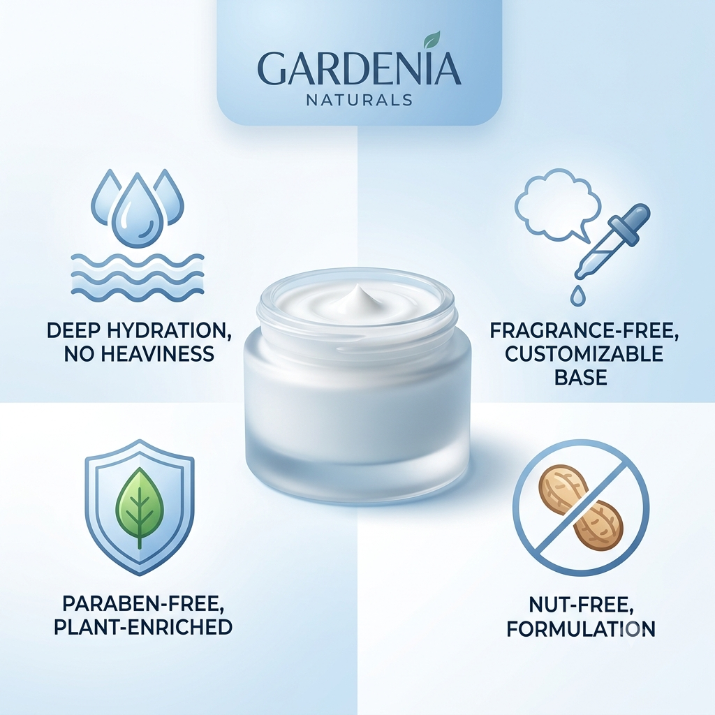 Nut Free Base Cream Vegan Gentle Moisturising Cream Base - Unscented natural cosmetic base cream for skincare formulations