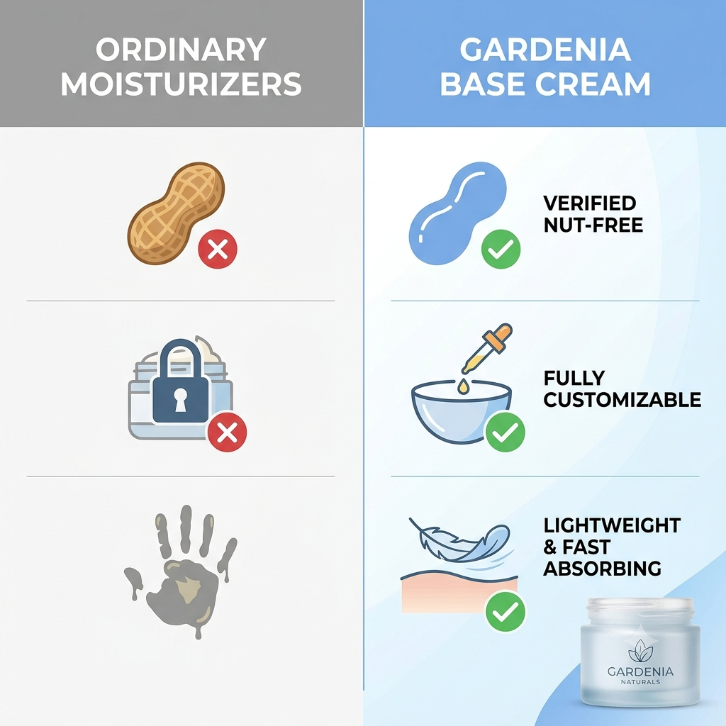 Nut Free Base Cream Vegan Gentle Moisturising Cream Base - Unscented natural cosmetic base cream for skincare formulations
