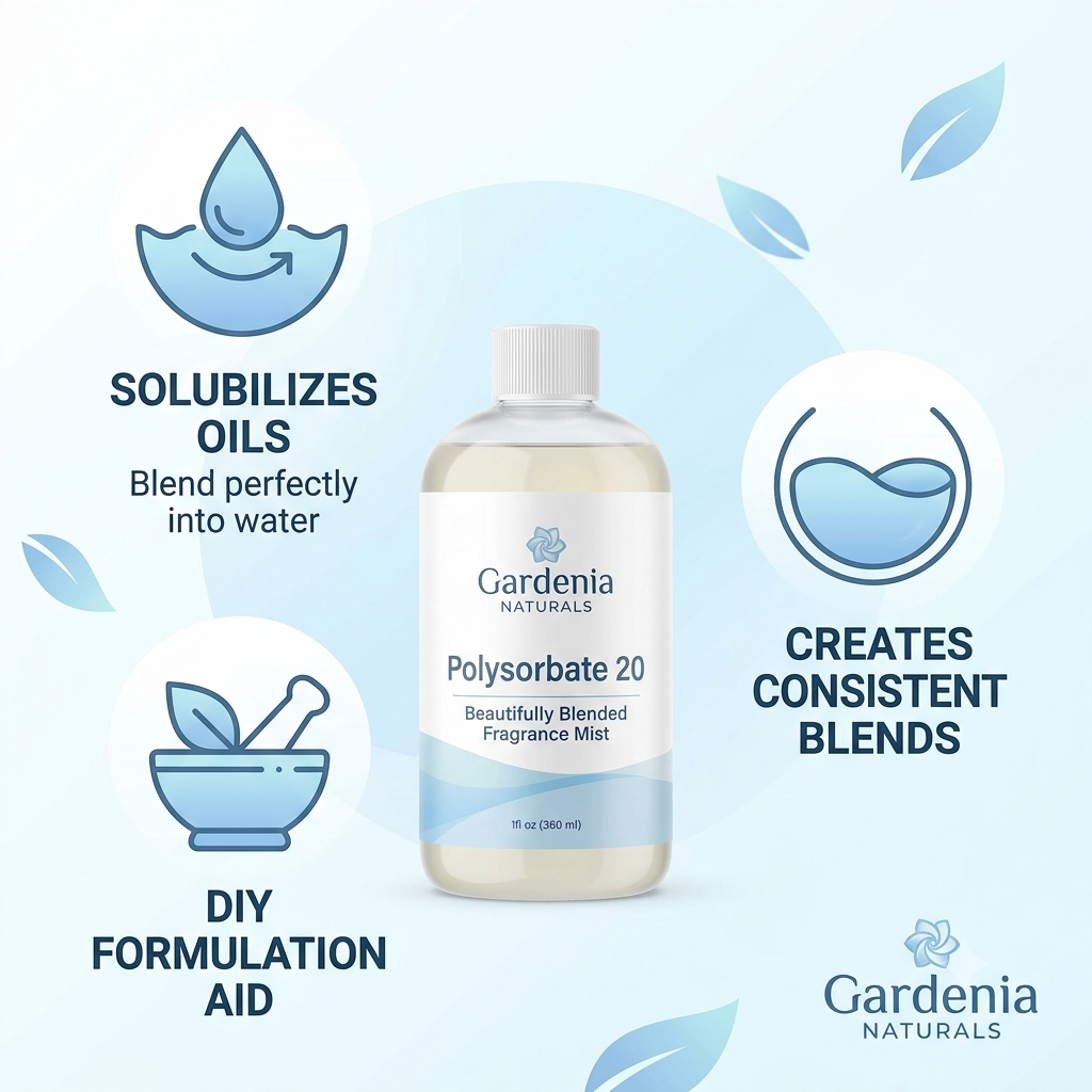 Polysorbate 20 Solubilizer for Essential Oils in Room Sprays Linen Mists - Pure natural carrier oil for skincare and aromatherapy
