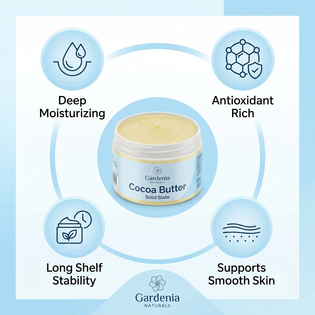 Cocoa Butter Stable fat with a delicious chocolate aroma - Natural ingredient for professional and DIY cosmetic use