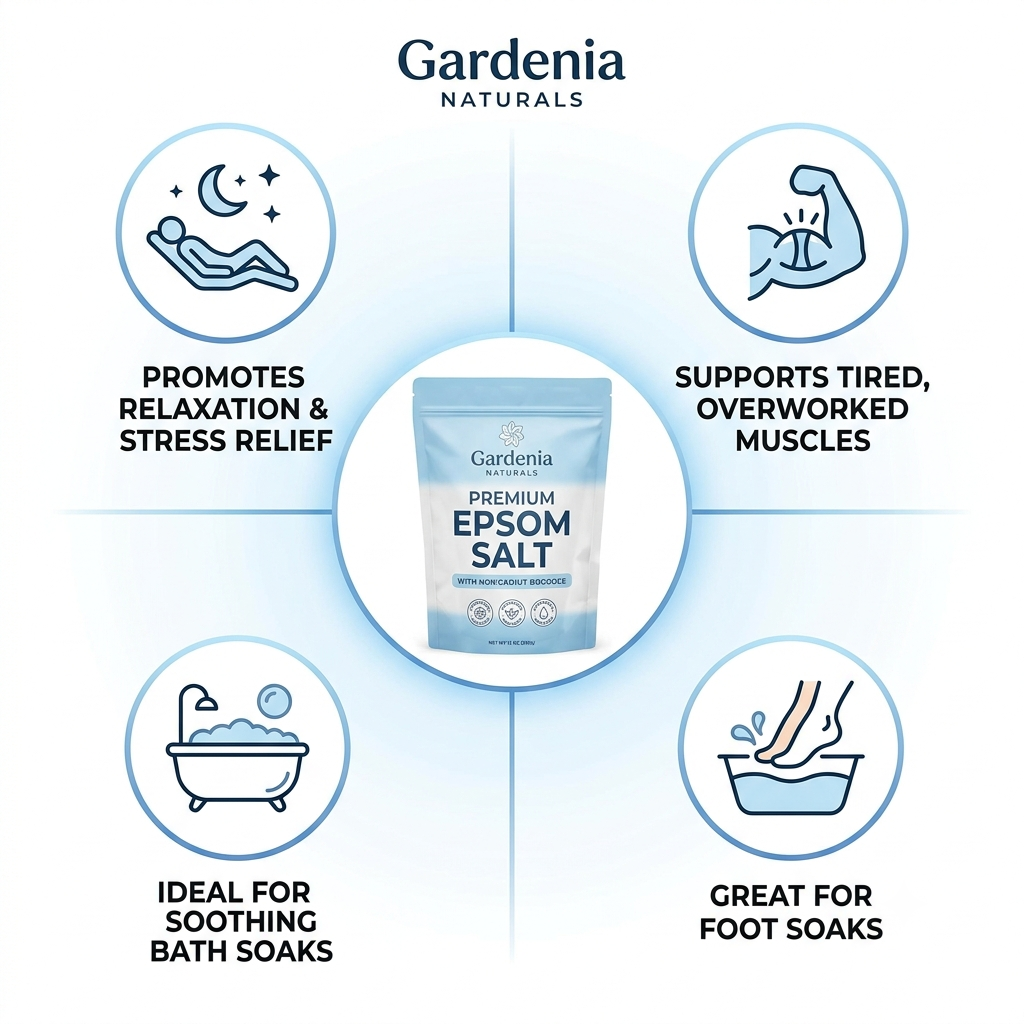 Epsom Salt Pharmaceutical Grade Magnesium Sulfate for Recovery Bath Soaks - Mineral-rich natural bath salt for relaxation and detox