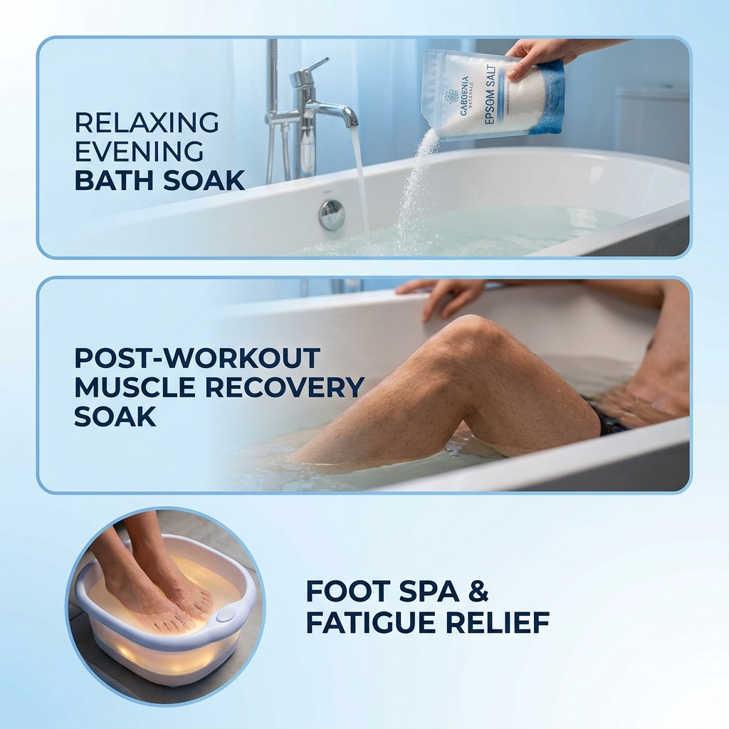 Epsom Salt Pharmaceutical Grade Magnesium Sulfate for Recovery Bath Soaks - Mineral-rich natural bath salt for relaxation and detox