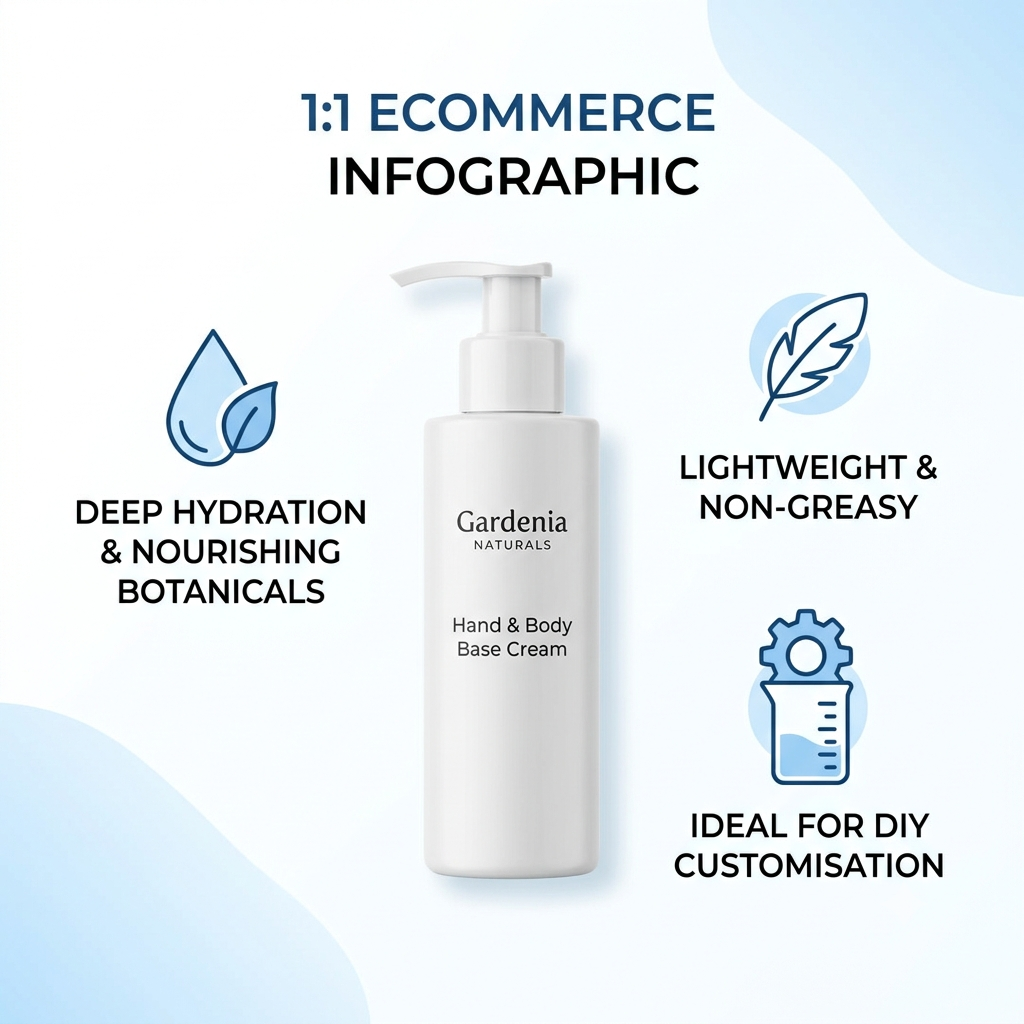 Hand Body Base Cream Nourishing Unscented Moisturiser Base - Unscented natural cosmetic base cream for skincare formulations