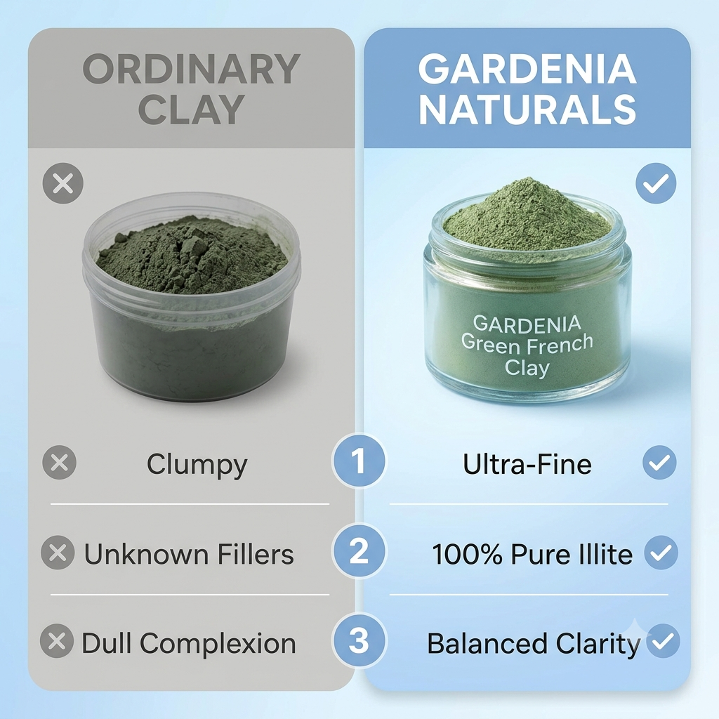 Green French Clay Detoxifying Mineral Clay for Face Masks Body Wraps - Natural ingredient for professional and DIY cosmetic use