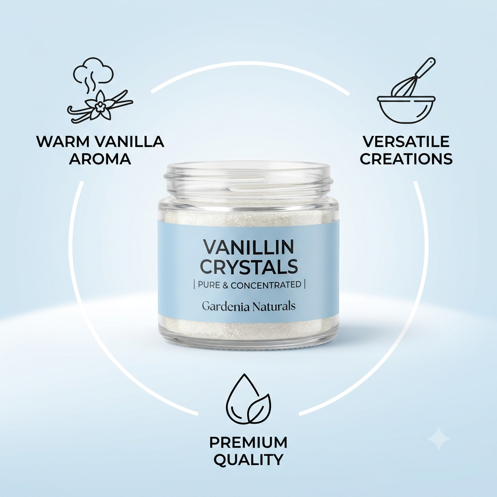Vanillin Crystals HighIntensity Vanilla Aroma for Perfumery Food - Natural ingredient for professional and DIY cosmetic use