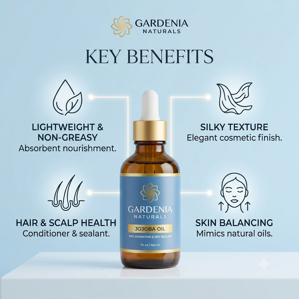 Jojoba Oil (Simmondsia chinesis) – Pure Liquid Jojoba Wax for Sebum Balance & Long-Life Stability