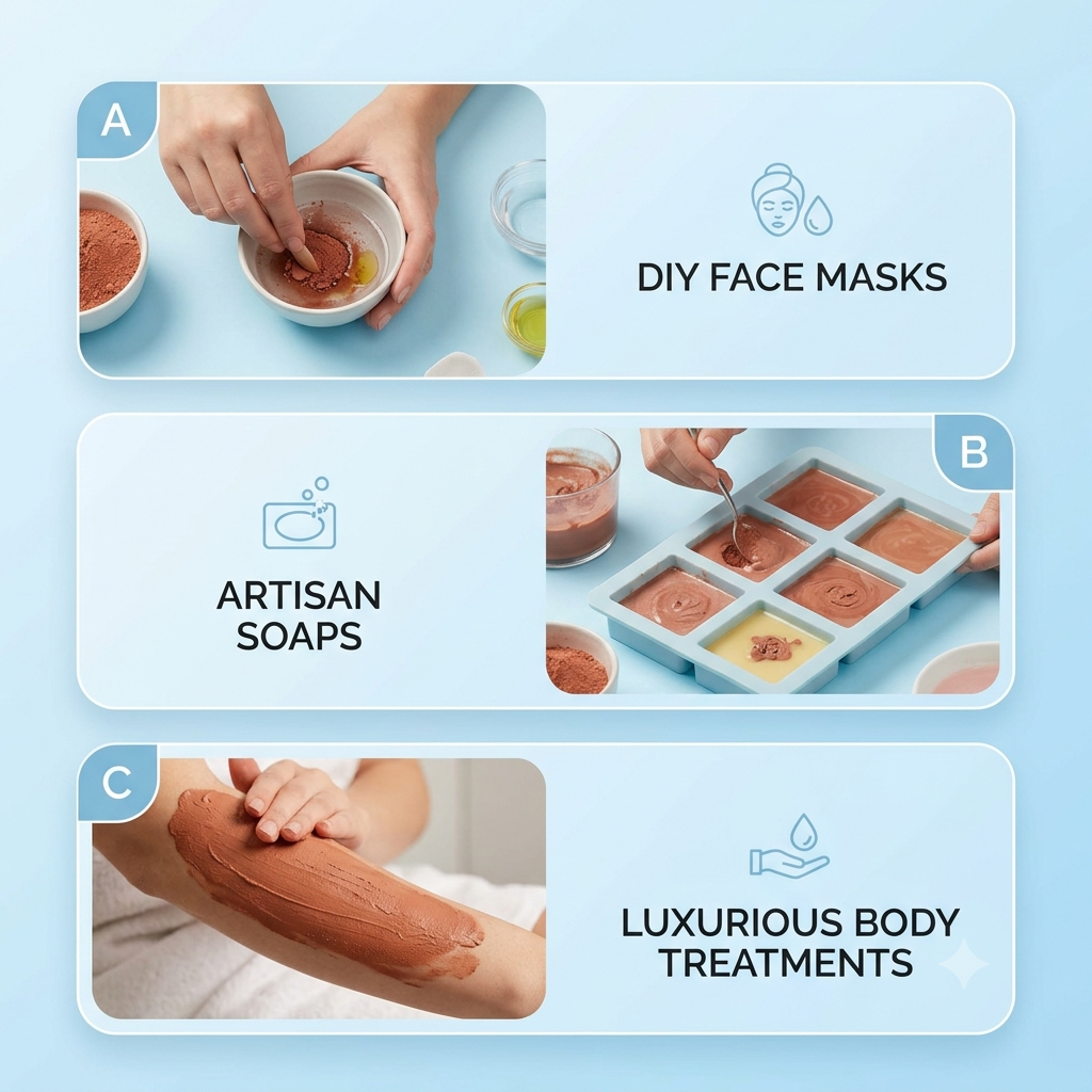 Red French Clay Revitalizing Mineral Clay for Dull Skin Hair Masks - Natural ingredient for professional and DIY cosmetic use