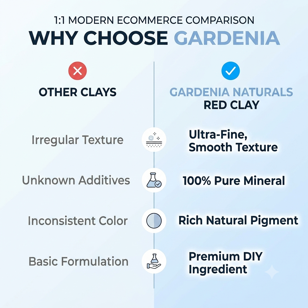 Red French Clay Revitalizing Mineral Clay for Dull Skin Hair Masks - Natural ingredient for professional and DIY cosmetic use