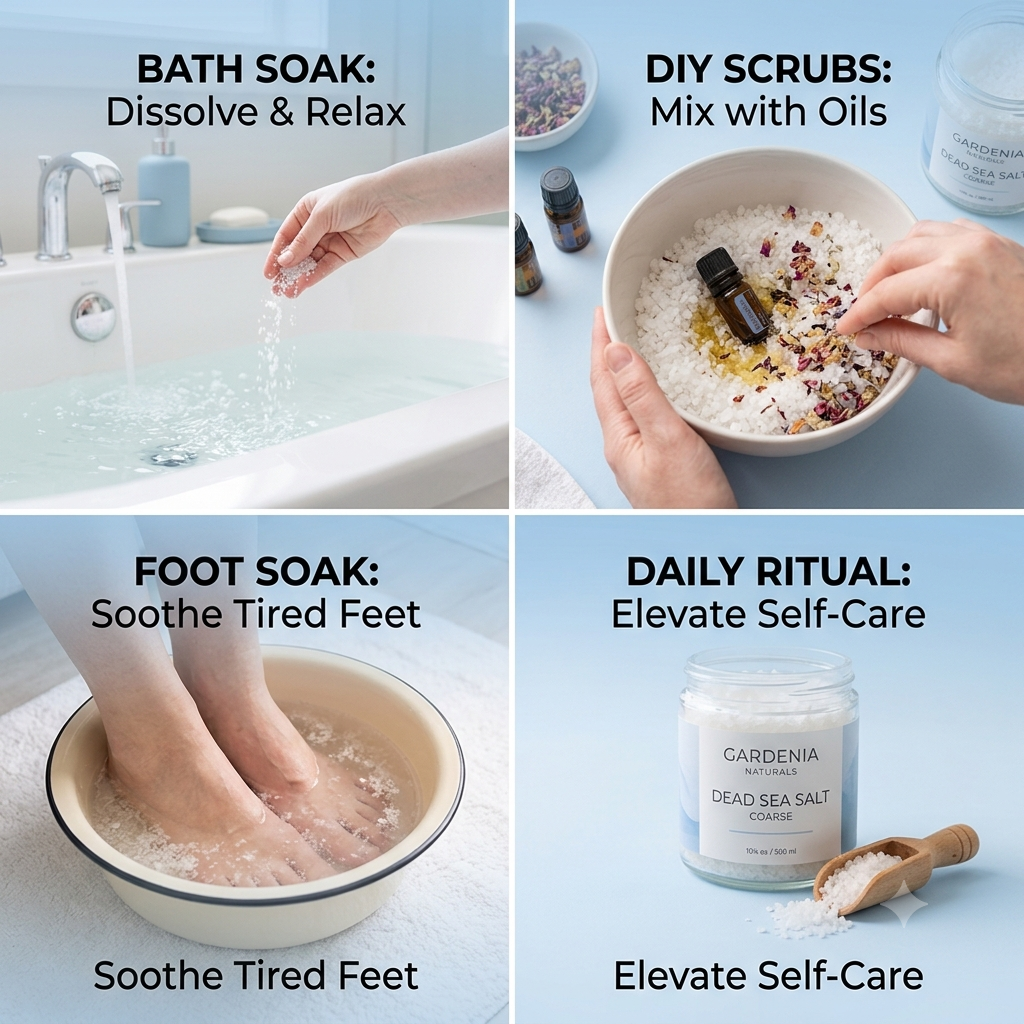 Dead Sea Salt Coarse MineralRich Therapeutic Salt for Bath Soaks Pedicures - Mineral-rich natural bath salt for relaxation and detox