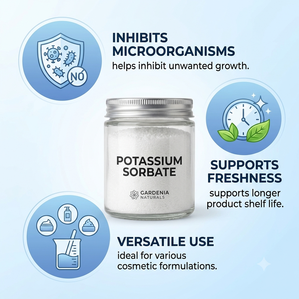 Potassium Sorbate FoodGrade Preservative Mold Inhibitor for Cosmetics Beverages - Natural ingredient for professional and DIY cosmetic use