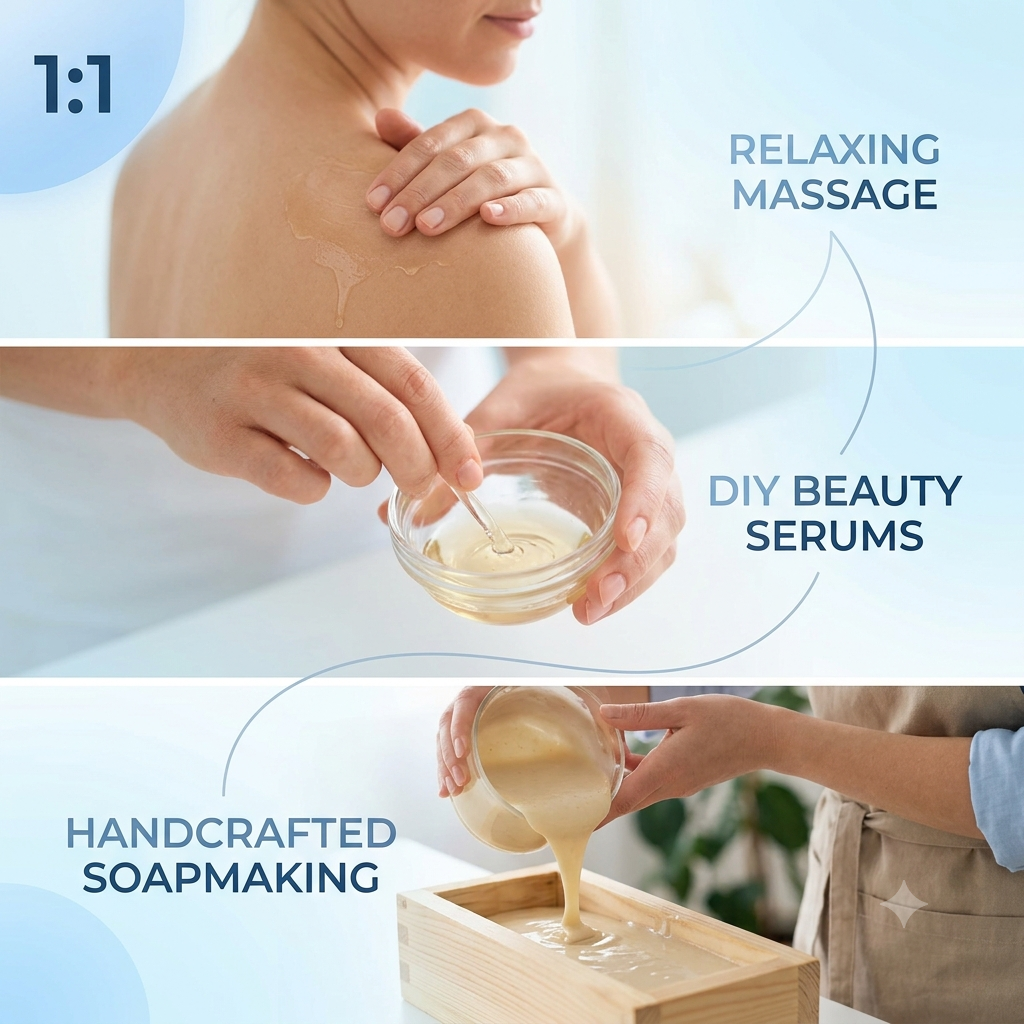 Almond Sweet Oil (Prunus dulcis) – Pure Sweet Almond Oil for Massage, Skincare & Soap Making