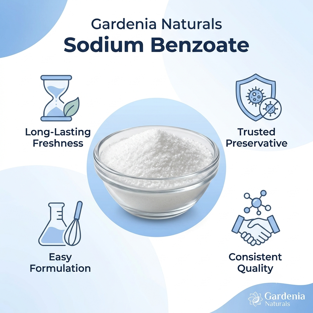 Sodium Benzoate FoodGrade Preservative AntiFungal Agent for Cosmetics - Natural ingredient for professional and DIY cosmetic use