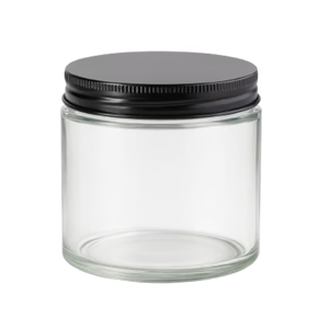 400ml extra large clear glass apothecary jar with a sleek matte black screw-top lid for candles and storage.