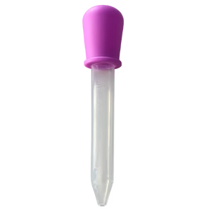 5ml glass pipette dropper with black 18mm cap and silicone bulb for miniature serum and essential oil sample bottles.